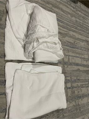 White Cotton Crib King Sheet set Solid Breathable OEKO-TEX Machine Wash